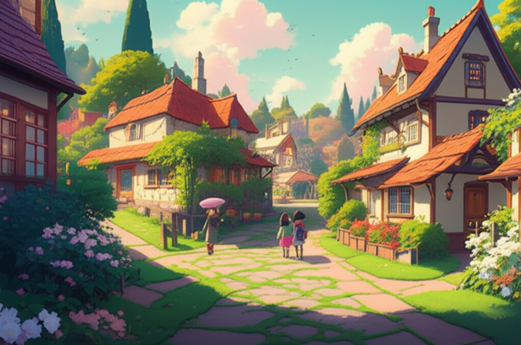 Enchanted summer village background